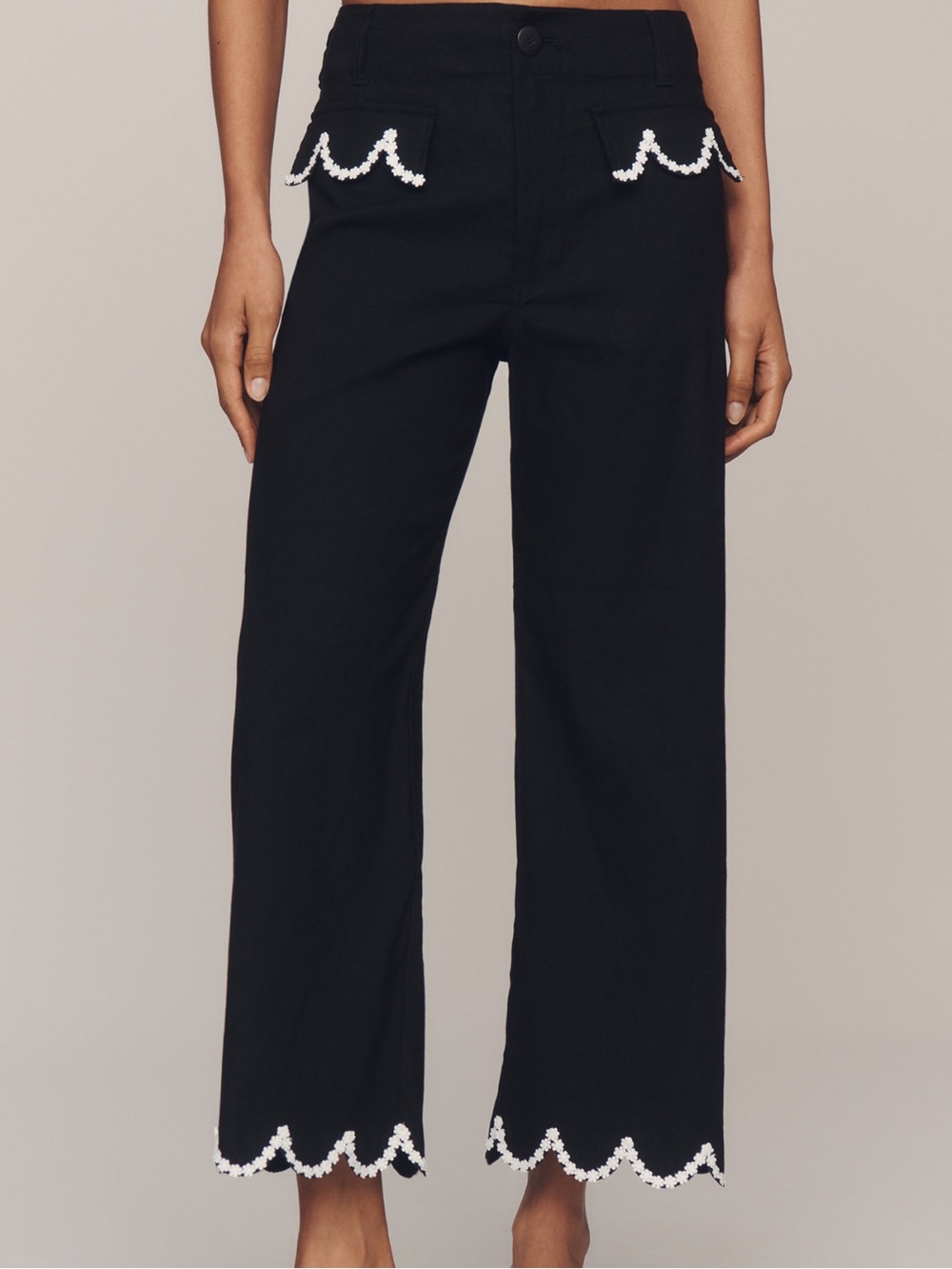 Anthropology Colette Crop Scallop Wide Leg Pant - Picture 3 of 4